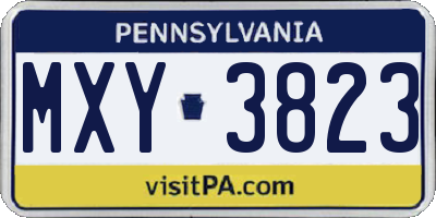 PA license plate MXY3823