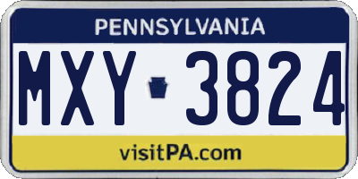PA license plate MXY3824