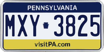 PA license plate MXY3825