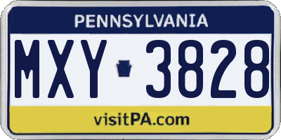 PA license plate MXY3828