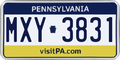 PA license plate MXY3831