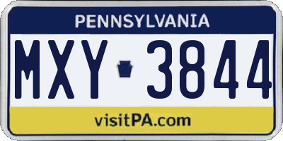 PA license plate MXY3844