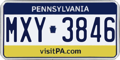 PA license plate MXY3846