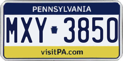 PA license plate MXY3850