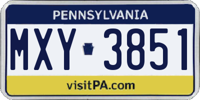 PA license plate MXY3851