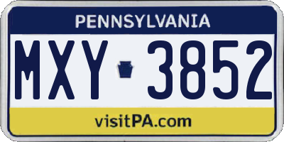 PA license plate MXY3852