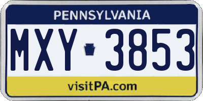 PA license plate MXY3853