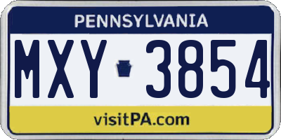 PA license plate MXY3854