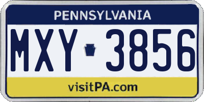 PA license plate MXY3856