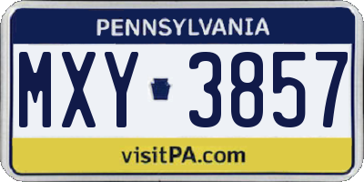 PA license plate MXY3857