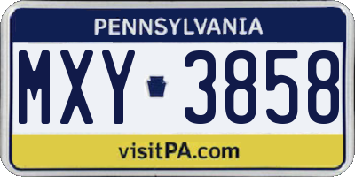 PA license plate MXY3858