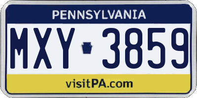 PA license plate MXY3859