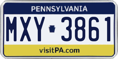 PA license plate MXY3861
