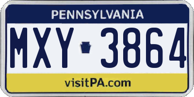 PA license plate MXY3864
