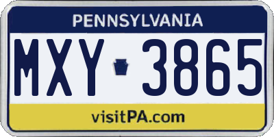 PA license plate MXY3865