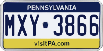PA license plate MXY3866