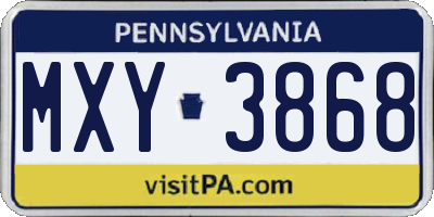 PA license plate MXY3868