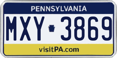 PA license plate MXY3869