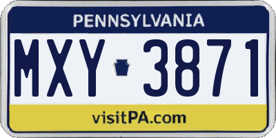 PA license plate MXY3871