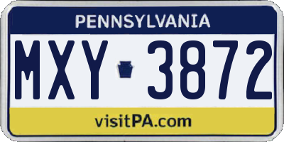 PA license plate MXY3872