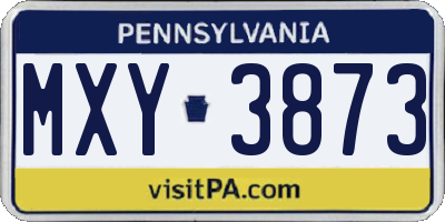 PA license plate MXY3873