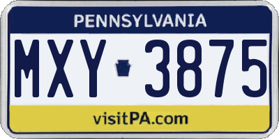 PA license plate MXY3875