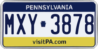 PA license plate MXY3878