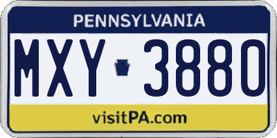 PA license plate MXY3880