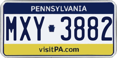 PA license plate MXY3882