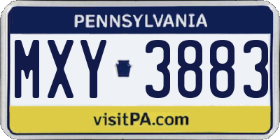 PA license plate MXY3883