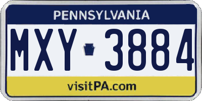 PA license plate MXY3884