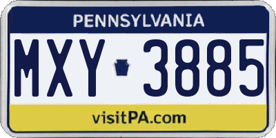 PA license plate MXY3885