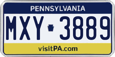 PA license plate MXY3889
