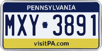 PA license plate MXY3891