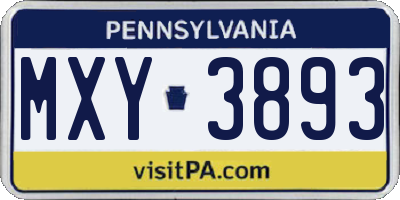 PA license plate MXY3893