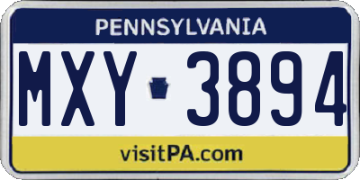 PA license plate MXY3894