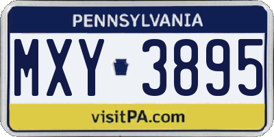PA license plate MXY3895