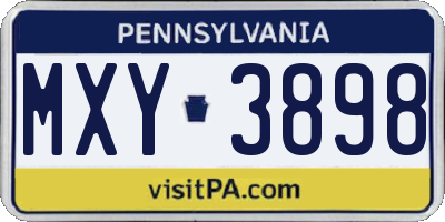 PA license plate MXY3898