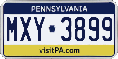 PA license plate MXY3899