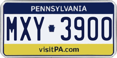 PA license plate MXY3900