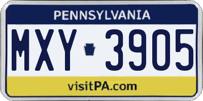 PA license plate MXY3905