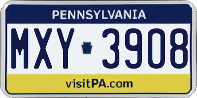 PA license plate MXY3908