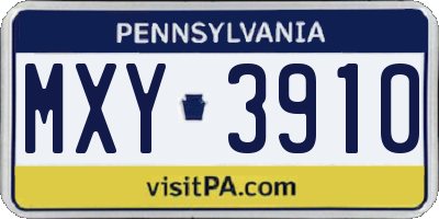 PA license plate MXY3910