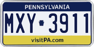 PA license plate MXY3911