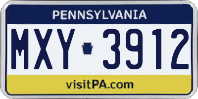 PA license plate MXY3912
