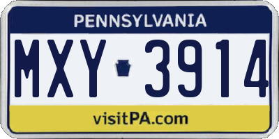 PA license plate MXY3914