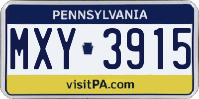 PA license plate MXY3915