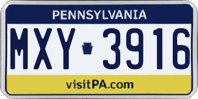 PA license plate MXY3916