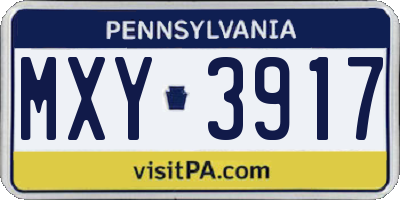 PA license plate MXY3917