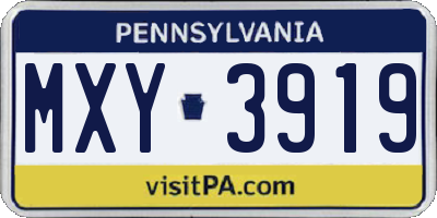 PA license plate MXY3919